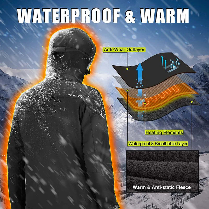 Heated Jacket | Waterproof Heated Softshell Hunting Coat with 5V Battery Pack & Detachable Hood | Plus Size Heated Camo & Fishing Jackets